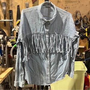 Noisy May Denim Fringe Shirt